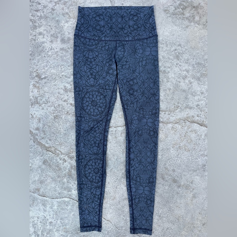 lululemon athletica Navy Floral Leggings Wunder Under Pant Full-On Luon - Picture 2 of 6